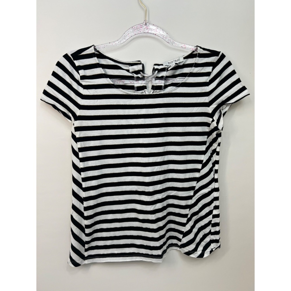 White House‎ Black Market Black/White Striped Short Sleeve Shirt Size Small